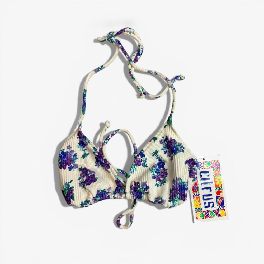 Floral Ribbed Bikini Top – Deadstock